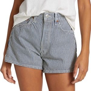 RE/DONE 90s Low Slung Hickory Blue & White Stripe Denim Shorts